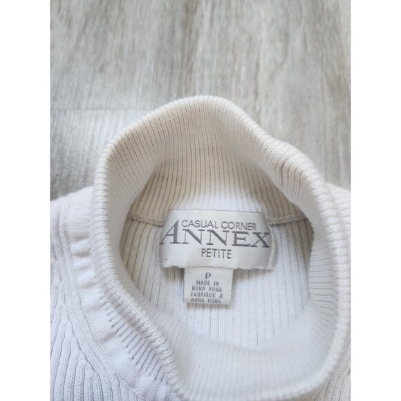 Casual Corner Annex Petite Sleeveless Sweater Mock Neck Blue Tan White Sz P - Picture 3 of 7